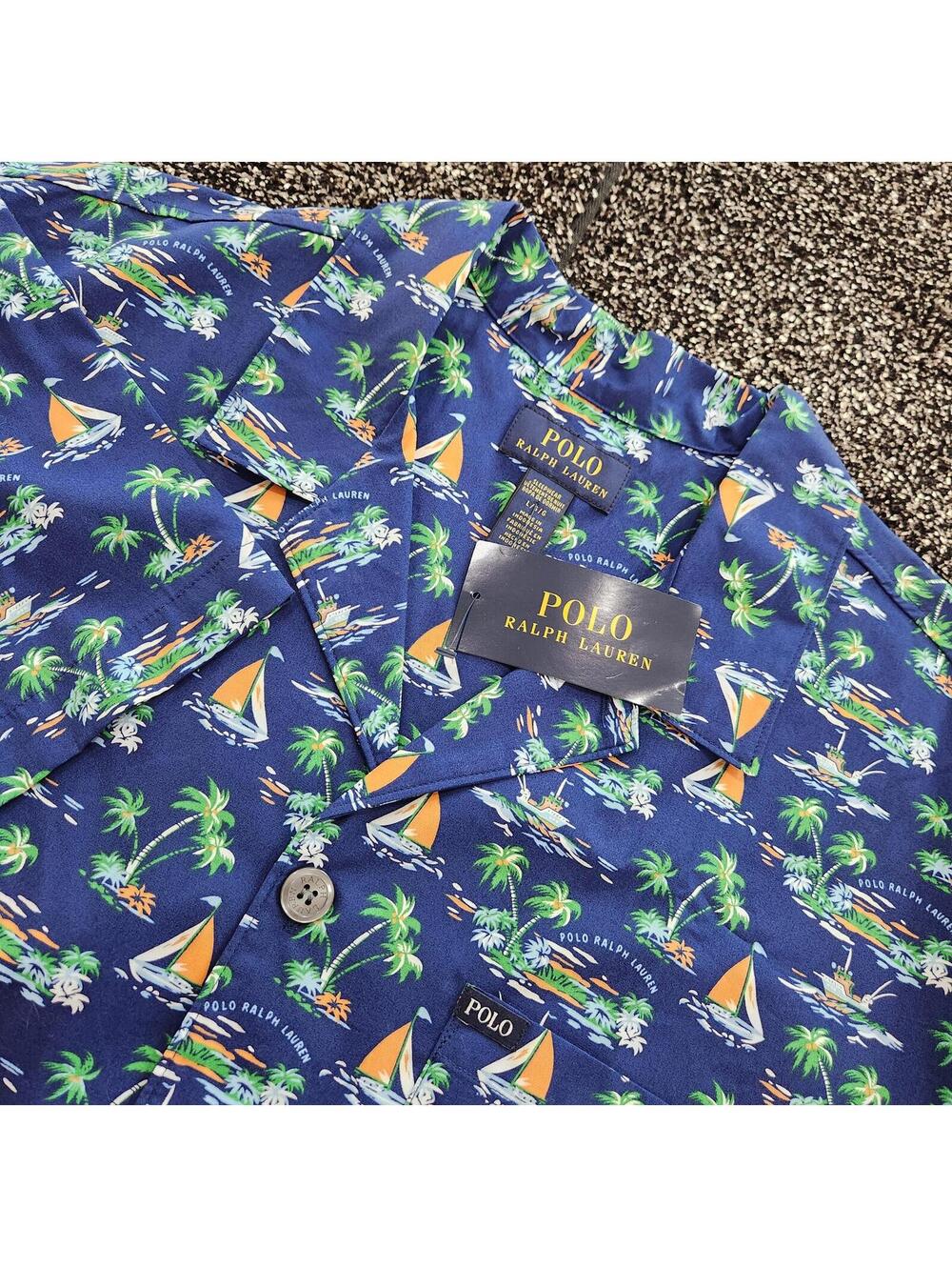 New Polo Ralph Lauren Mens Large Shirt Sailing All Over Print Button Up Nautical